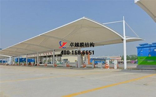 ?？h膜結構充電站樁停車棚/雨棚【浚縣漢生食品有限責任公司等】工程設計施工案例