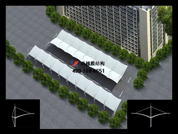    婁底<font color='red'>膜結構車棚</font>【婁底市水業(yè)有限責任公司-停車棚】工程實例