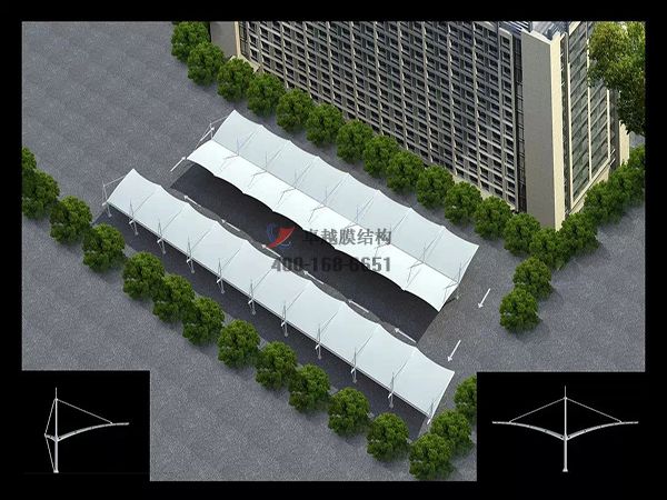 慶陽<font color='red'>膜結(jié)構(gòu)車棚</font>【慶陽建設集團有限責任公司等】設計施工案例